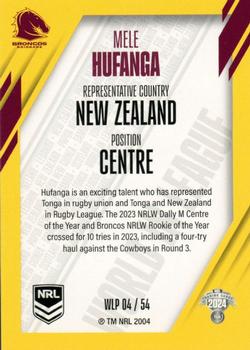 2024 NRL Traders Titanium - World In League Parallel #WLP04 Mele Hufanga Back